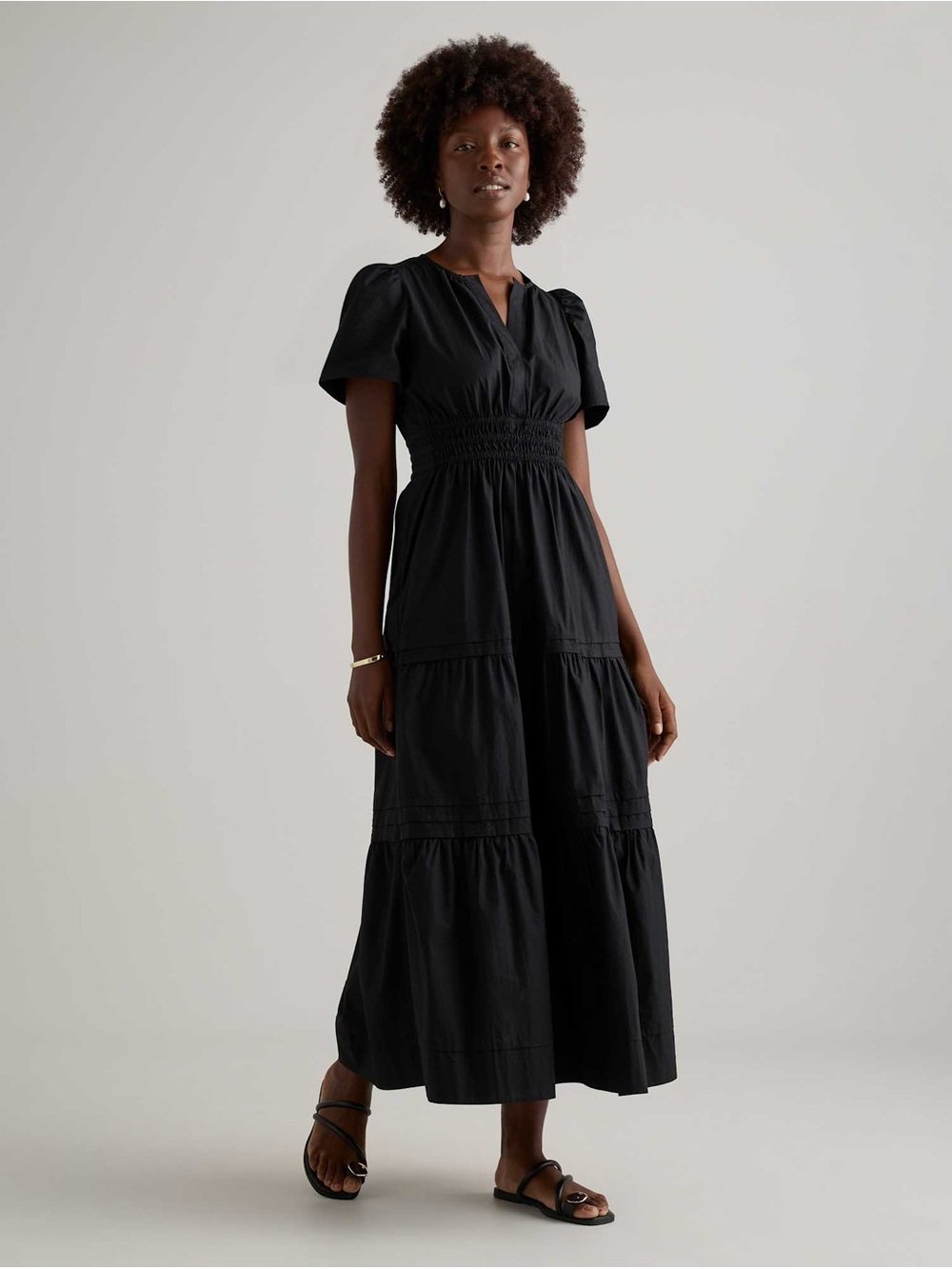 Quince 100% Organic Cotton Poplin Tiered Maxi Dress